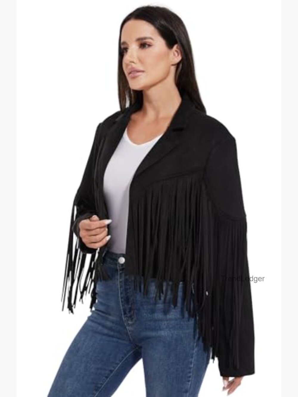 Fringe Faux Leather Jacket Women Western Cowgirl Cropped Coat S-XXL - Picture 3 of 7